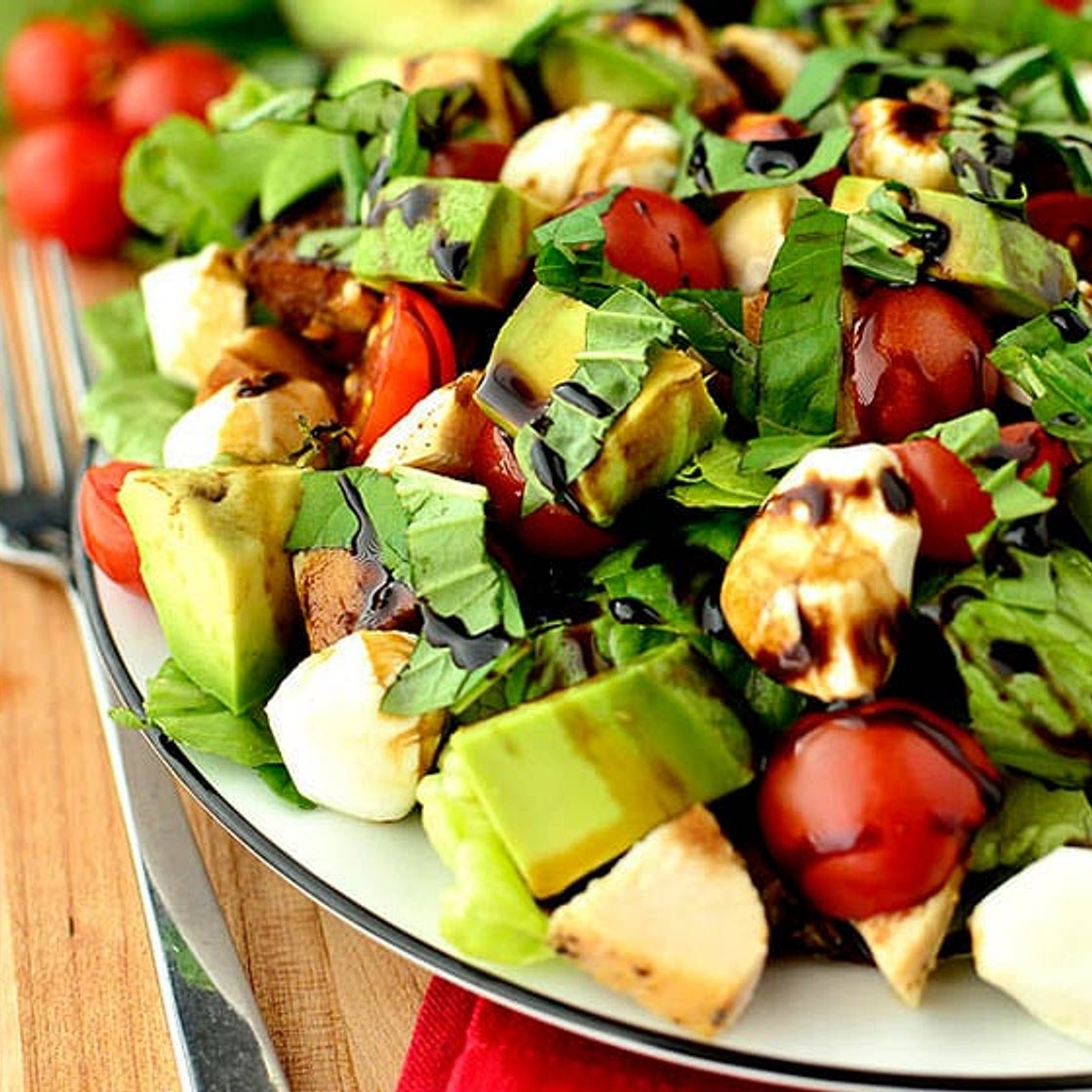 Avocado and Chicken Caprese Salad