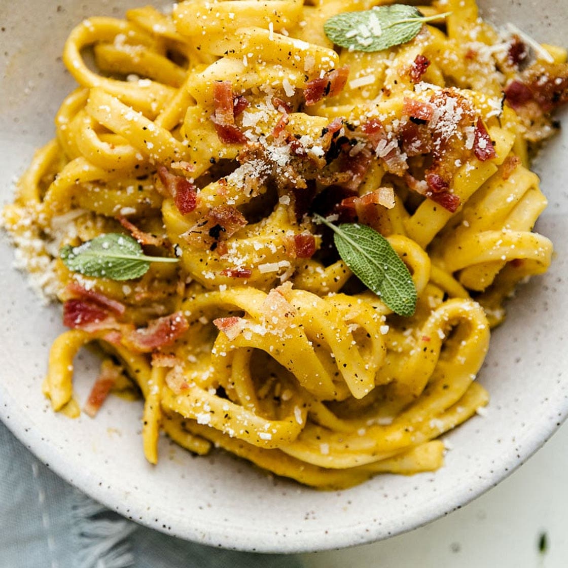Creamy Butternut Squash Pasta with Bacon