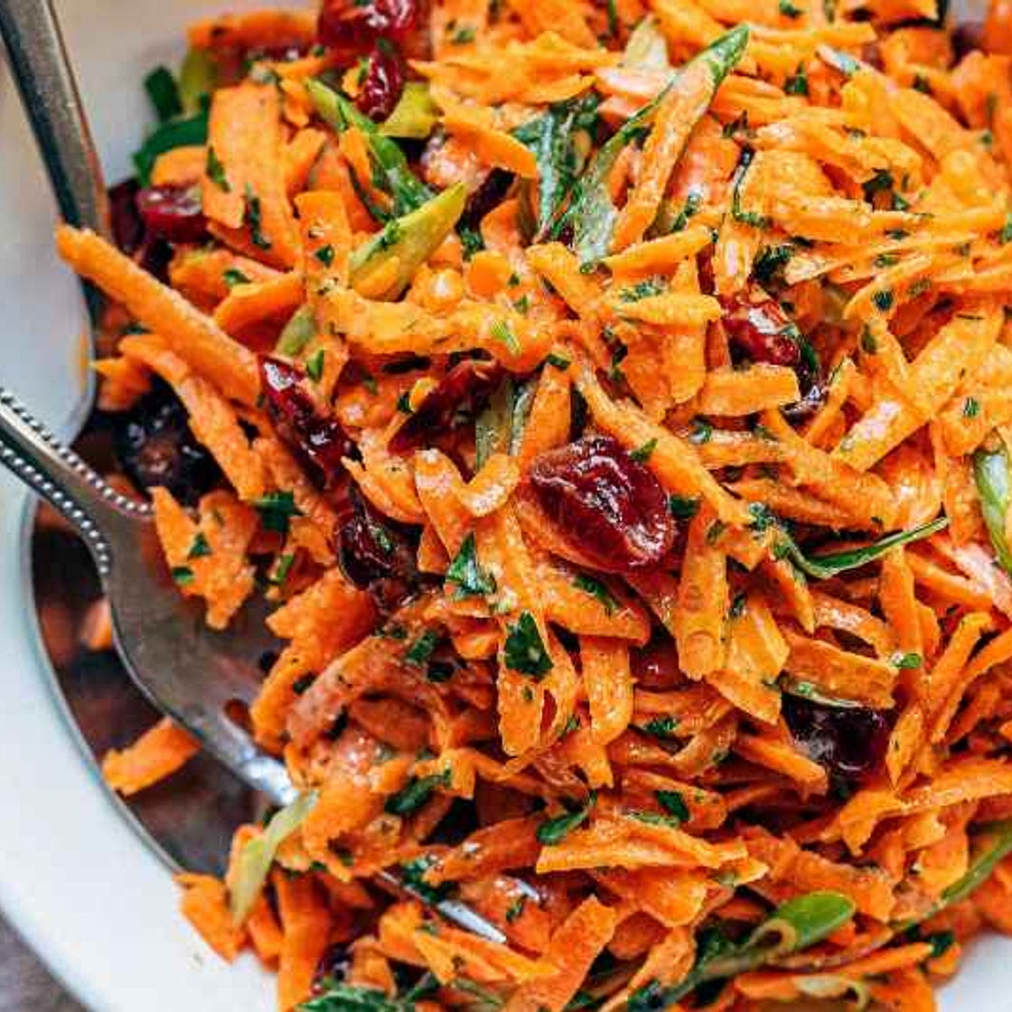 Shredded Carrot Salad with Honey Mustard Dressing