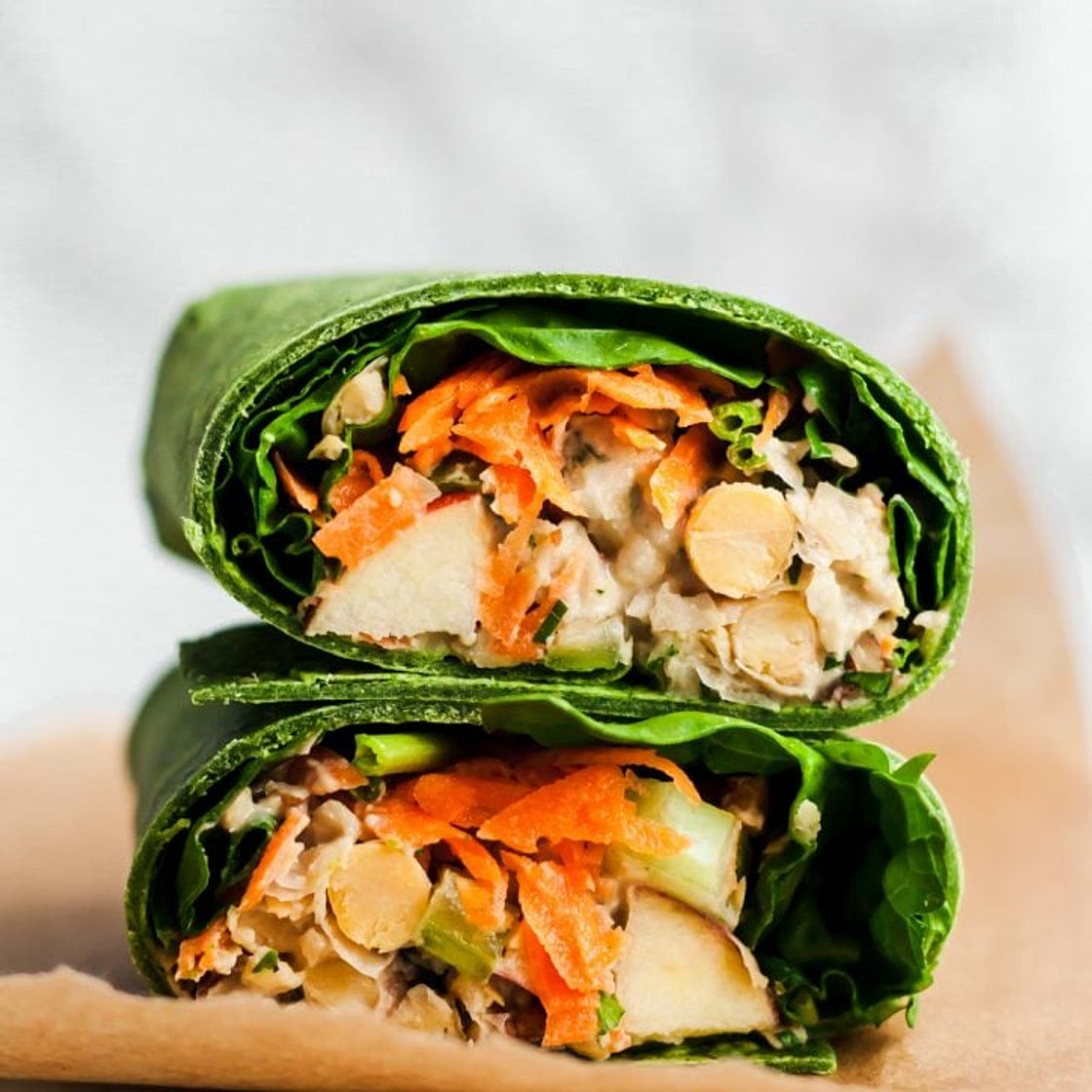 Vegan Pecan Apple Chickpea Salad Wraps