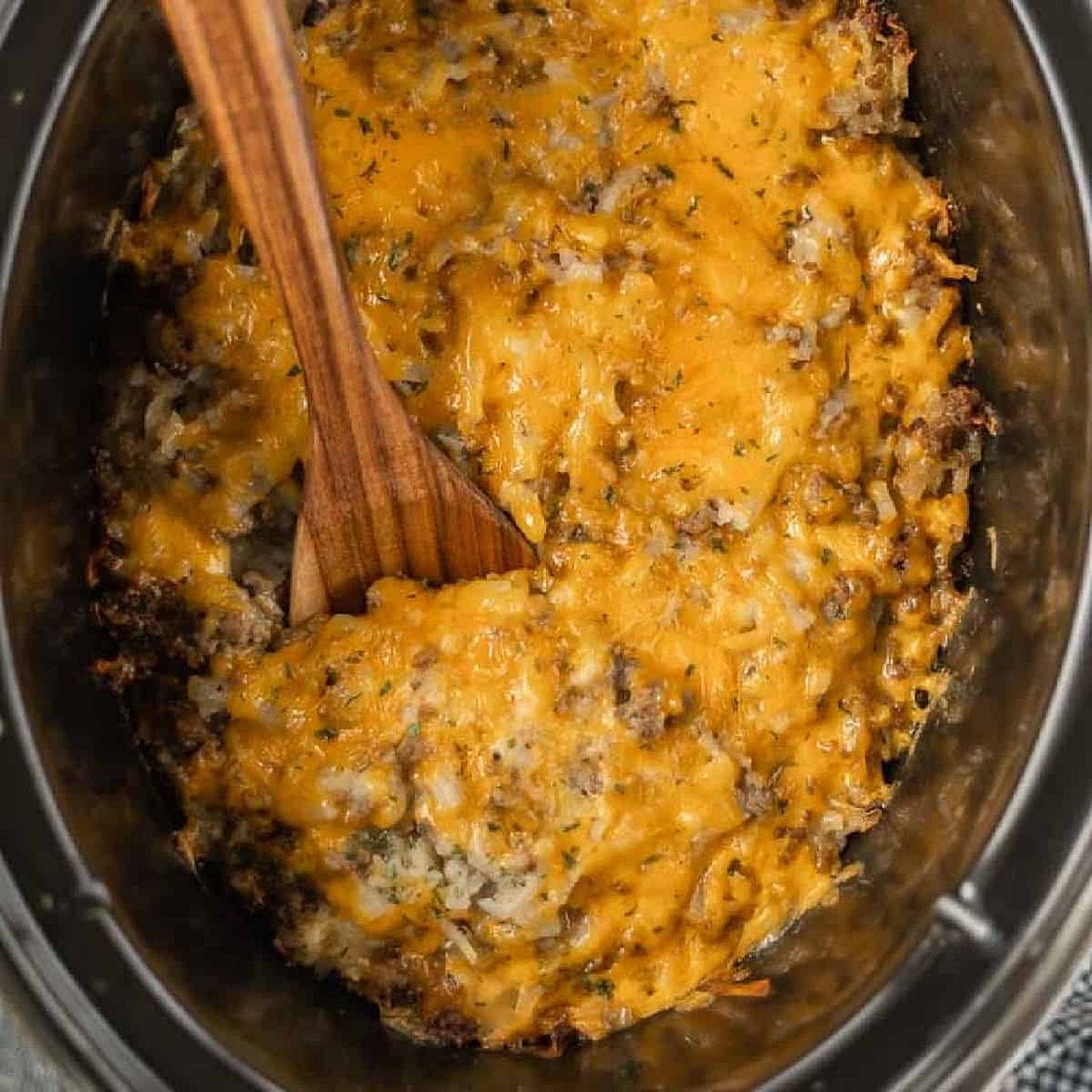 Crock Pot Hamburger Hashbrown Casserole Recipe