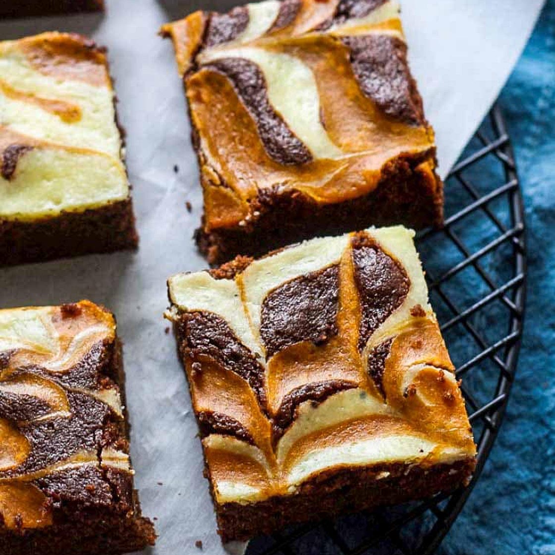 Pumpkin Cheesecake Swirled Brownies