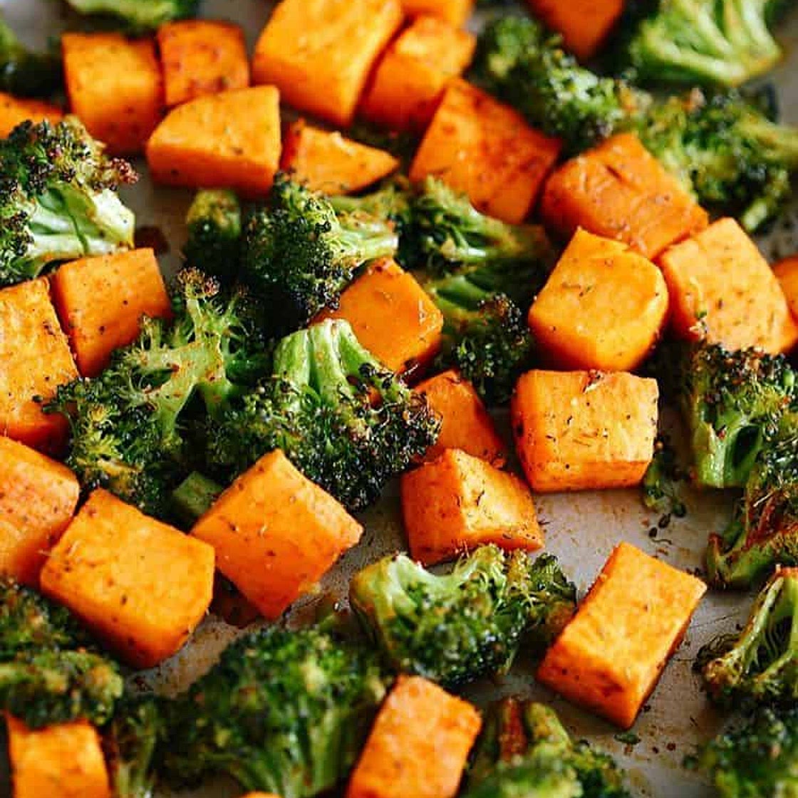 Perfectly Roasted Broccoli & Sweet Potatoes