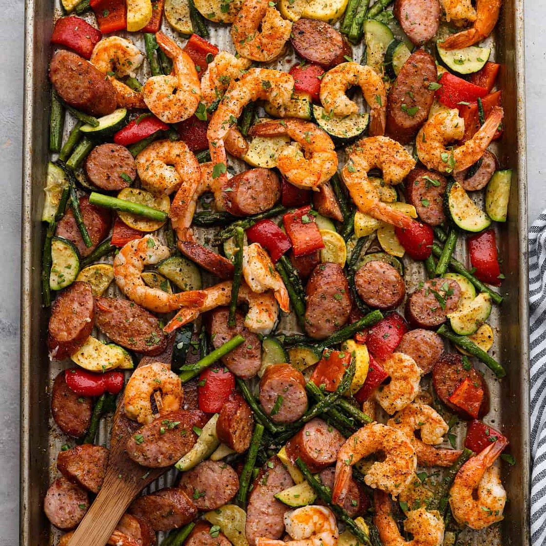 Cajun Shrimp and Sausage Vegetable Sheet Pan
