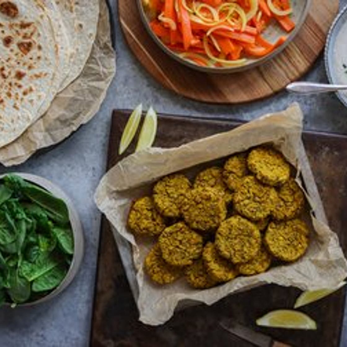 Baked Lentil & Potato Patty Wraps