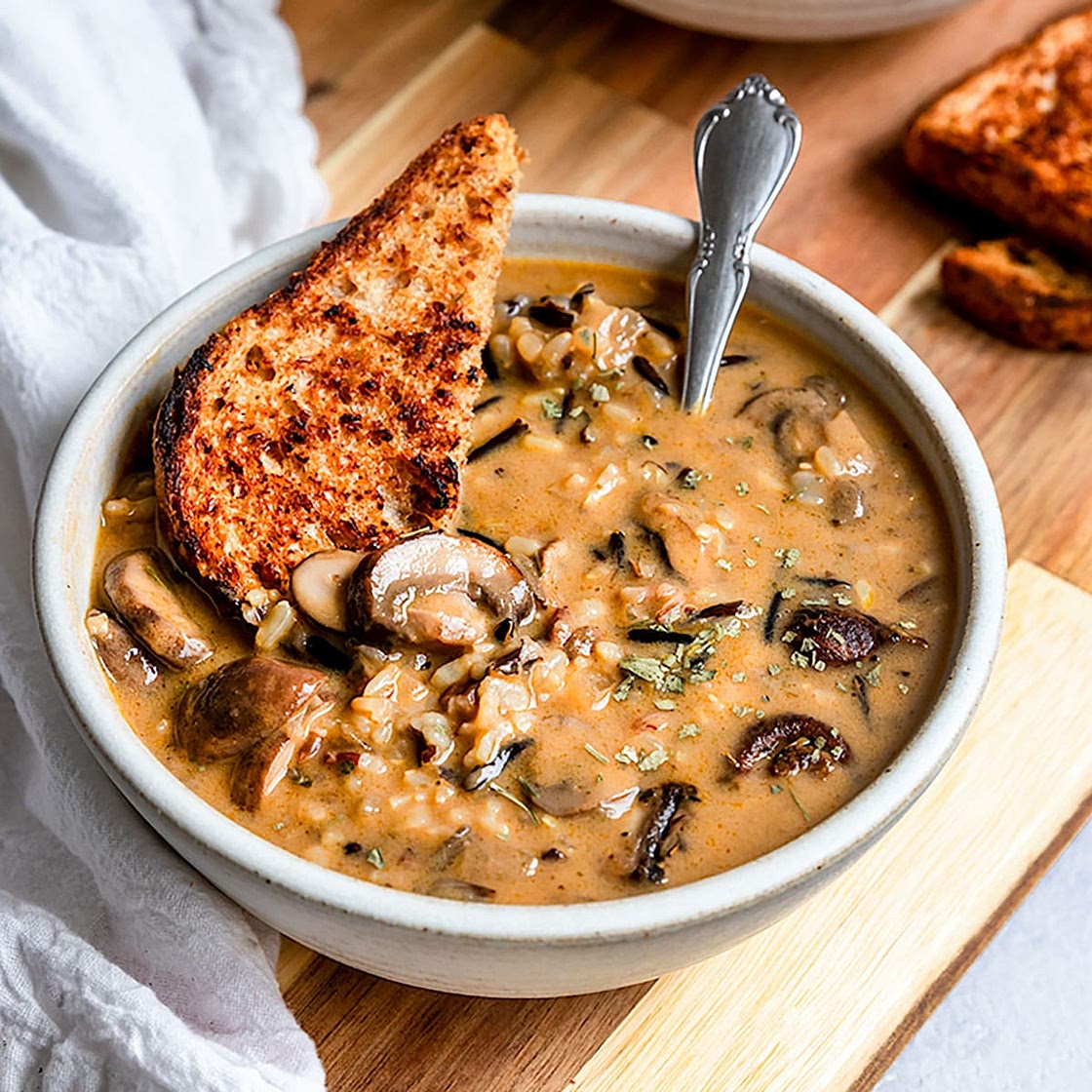 Vegan Mushroom Wild Rice Soup