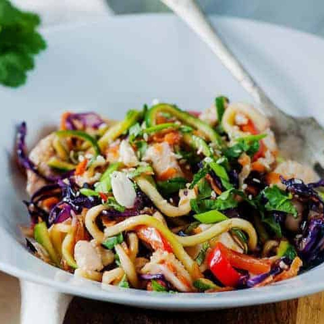Peanut Chicken Zucchini Noodles