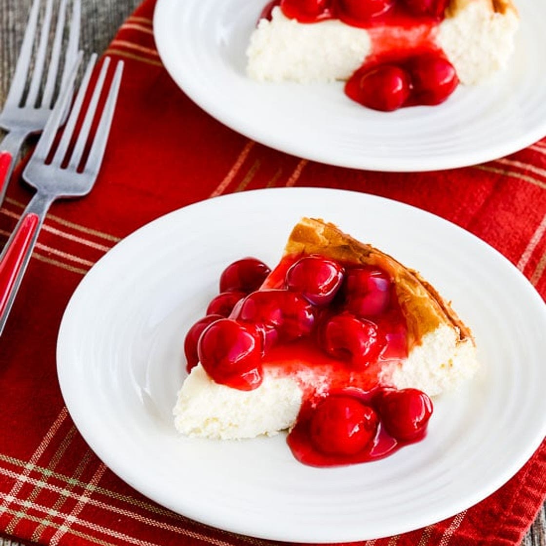 Low-Carb Cheesecake with Cherry Topping