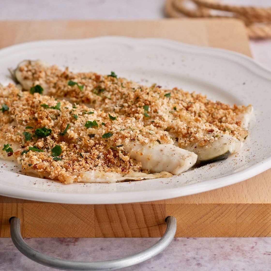 Filetti di spigola gratinati al forno