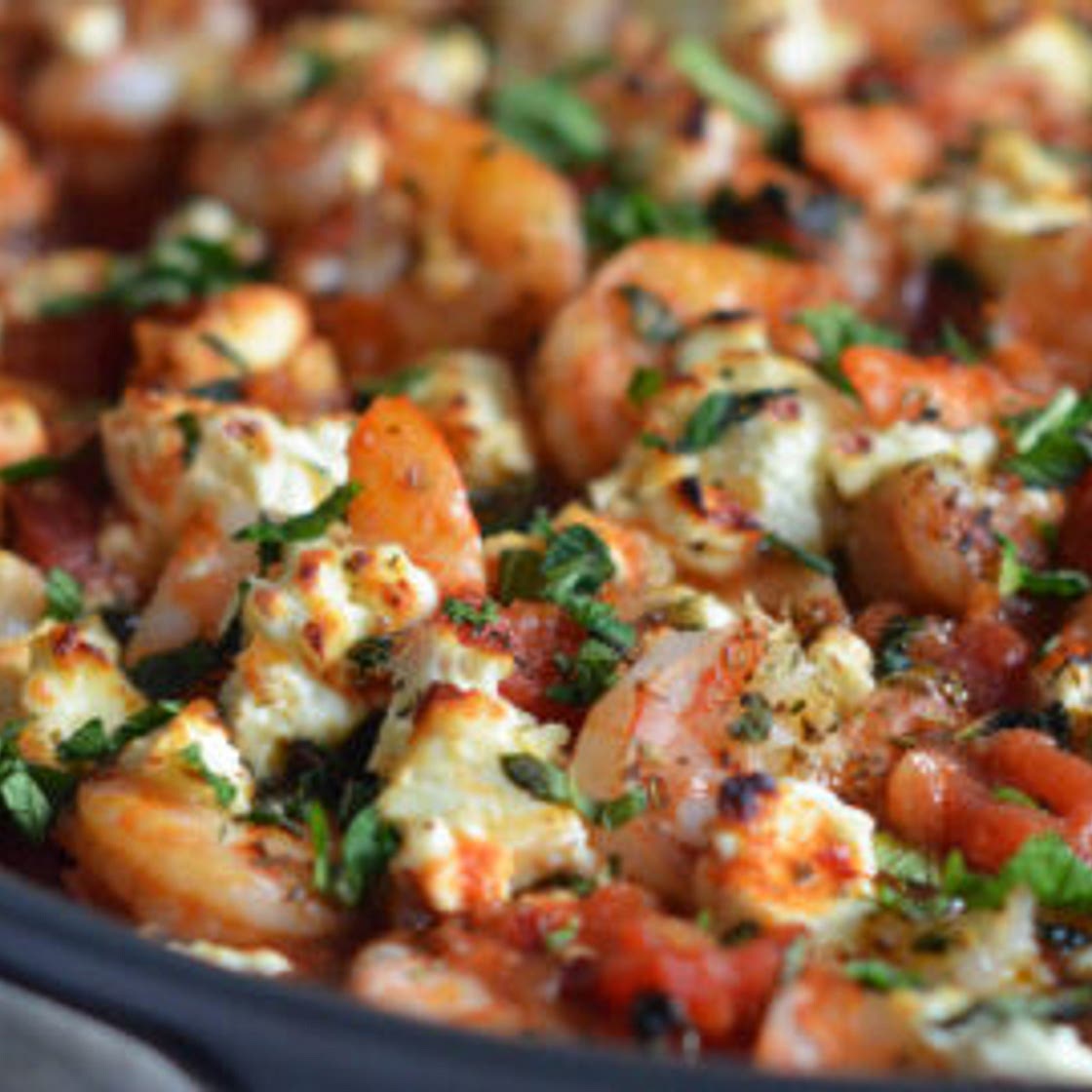 Shrimp Saganaki (Greek Shrimp with Tomatoes & Feta)