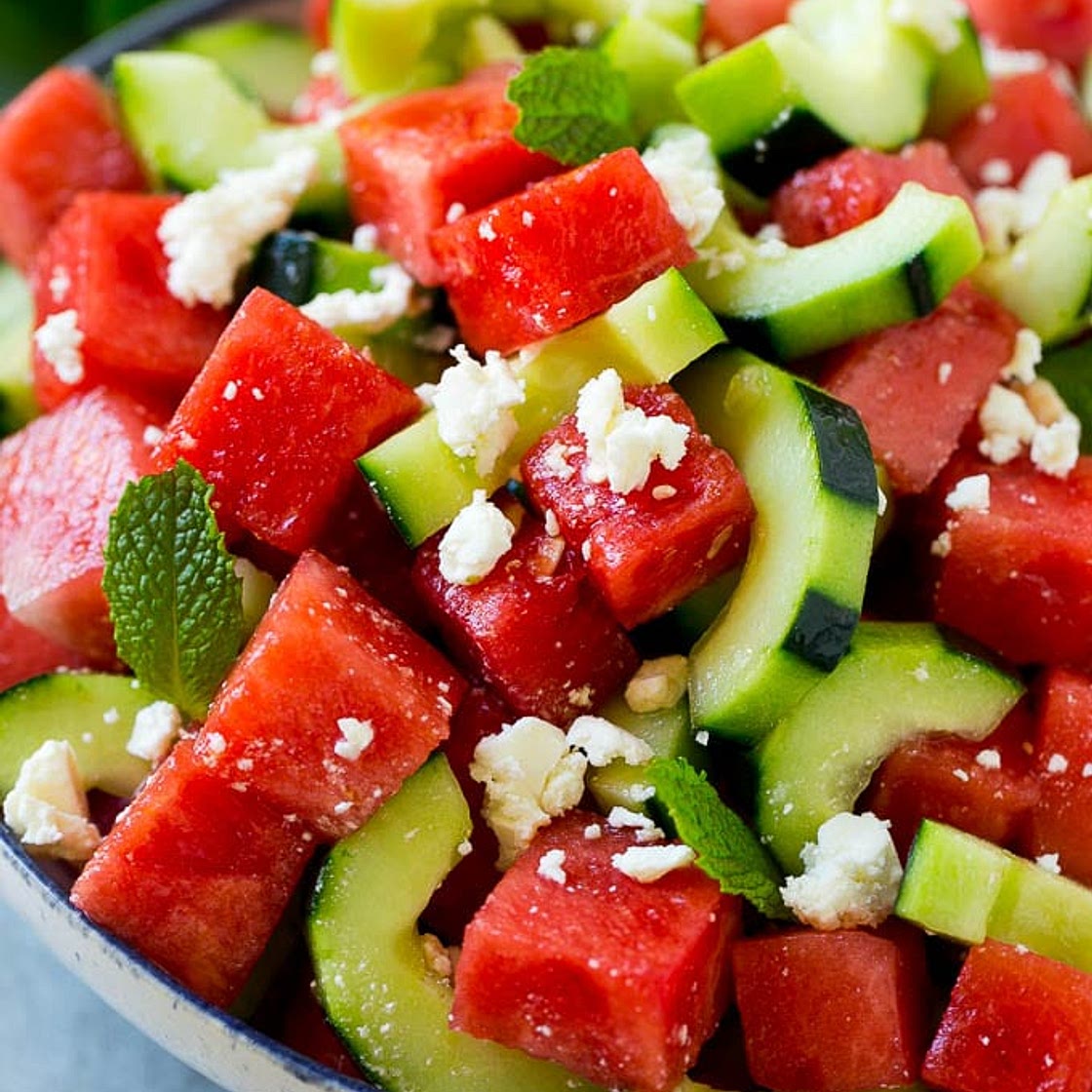 Watermelon Salad with Feta and Cucumber