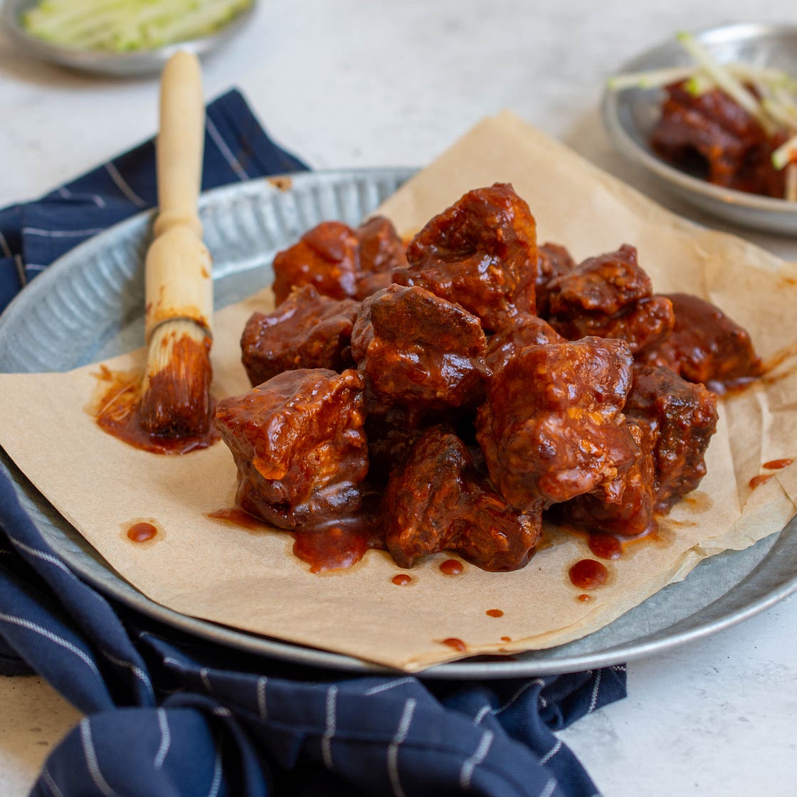 Pork Belly Burnt Ends with Crisp Apple Pickle