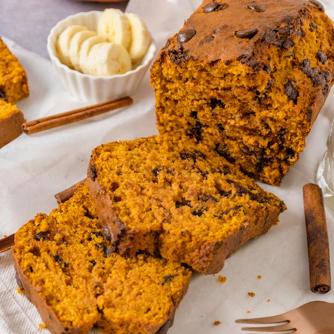 The Best Chocolate Chip Pumpkin Bread with Banana