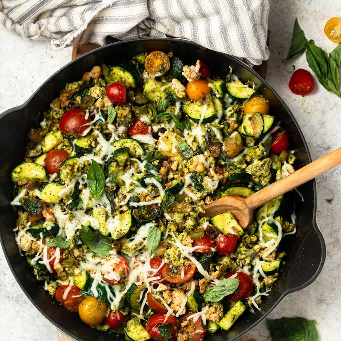 Pesto Zucchini Turkey Skillet (One Skillet)