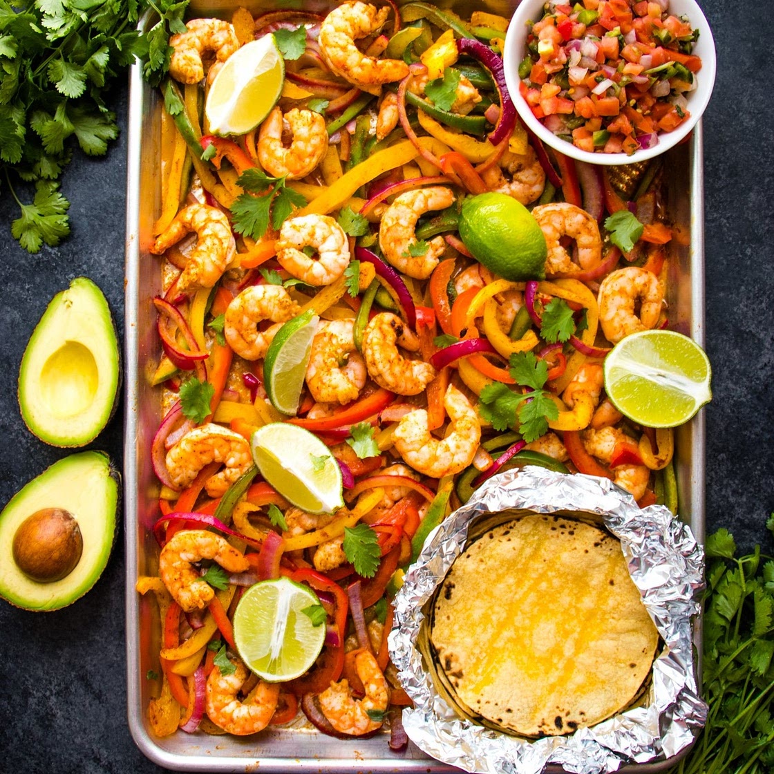 Sheet Pan Shrimp Fajitas
