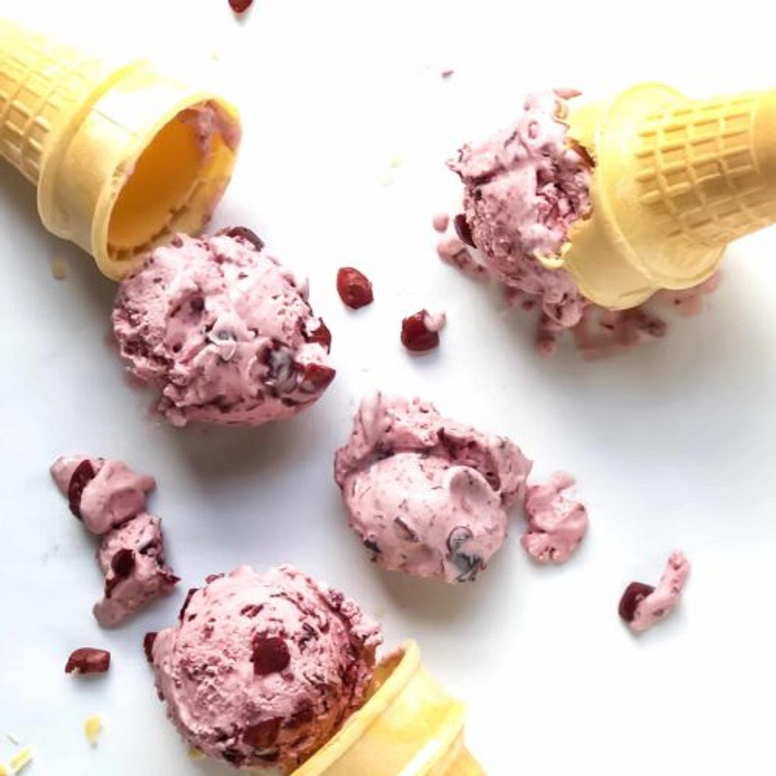 Homemade sour cherry ice cream