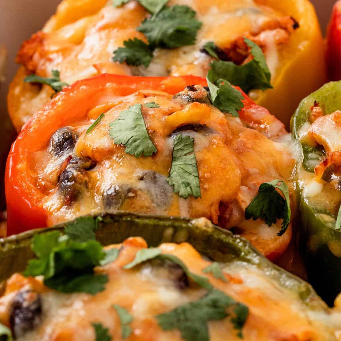 Chicken Stuffed Peppers With Enchilada Sauce