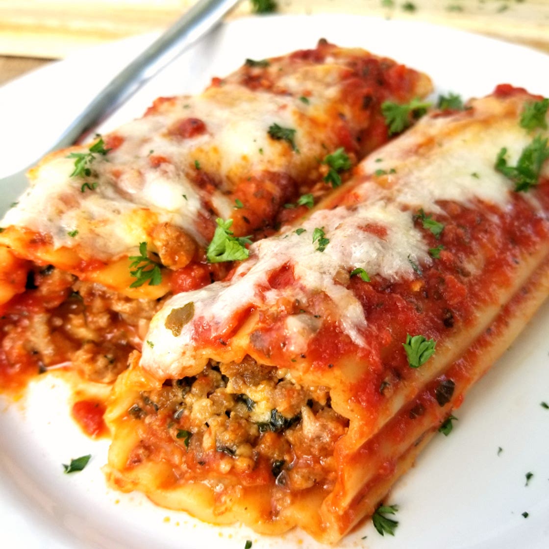 Italian Sausage & Cheese Baked Manicotti