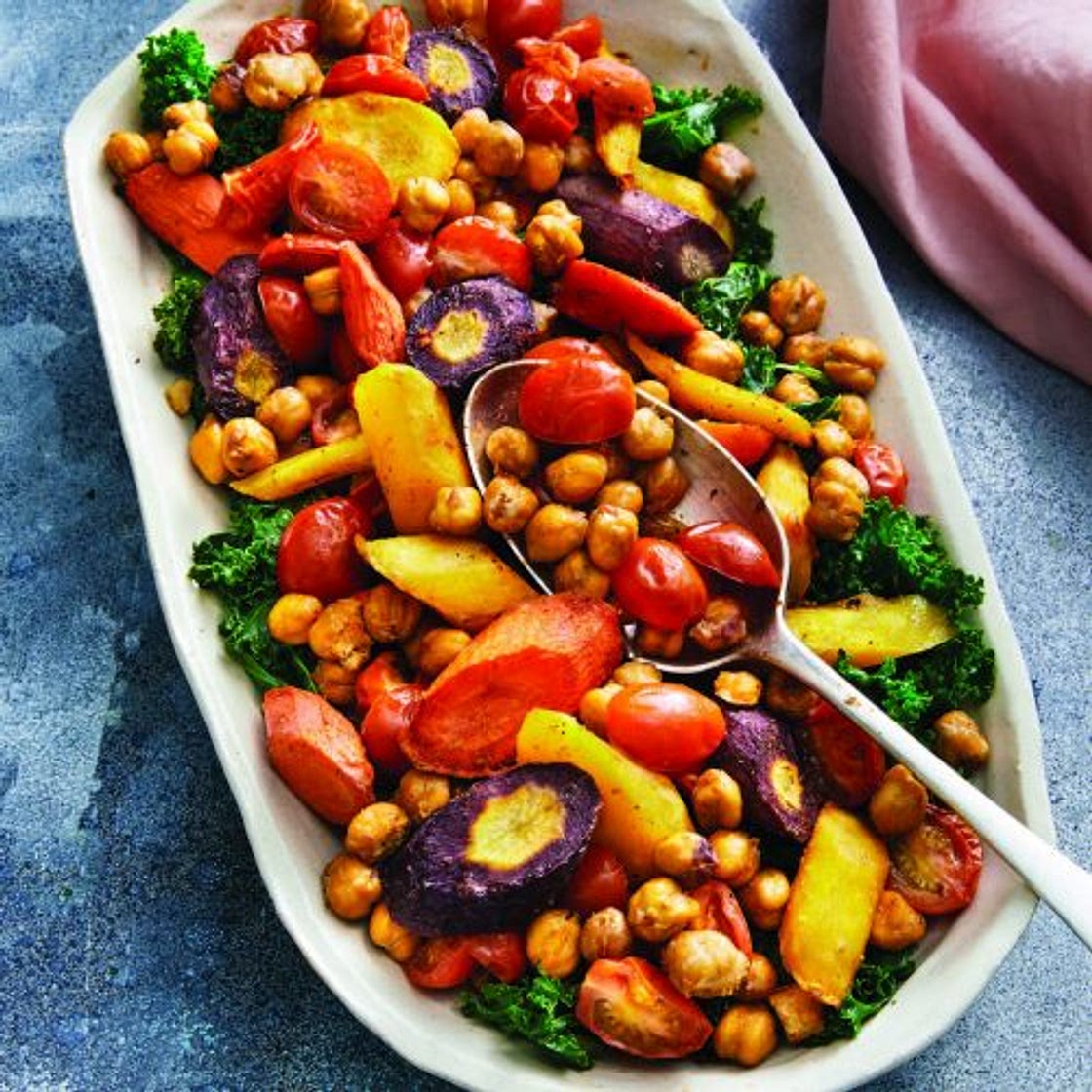 Cumin-Roasted Carrots with Chickpeas and Tomatoes