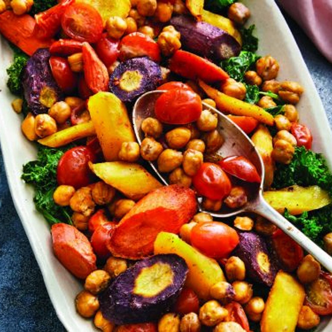 Cumin-Roasted Carrots with Chickpeas and Tomatoes