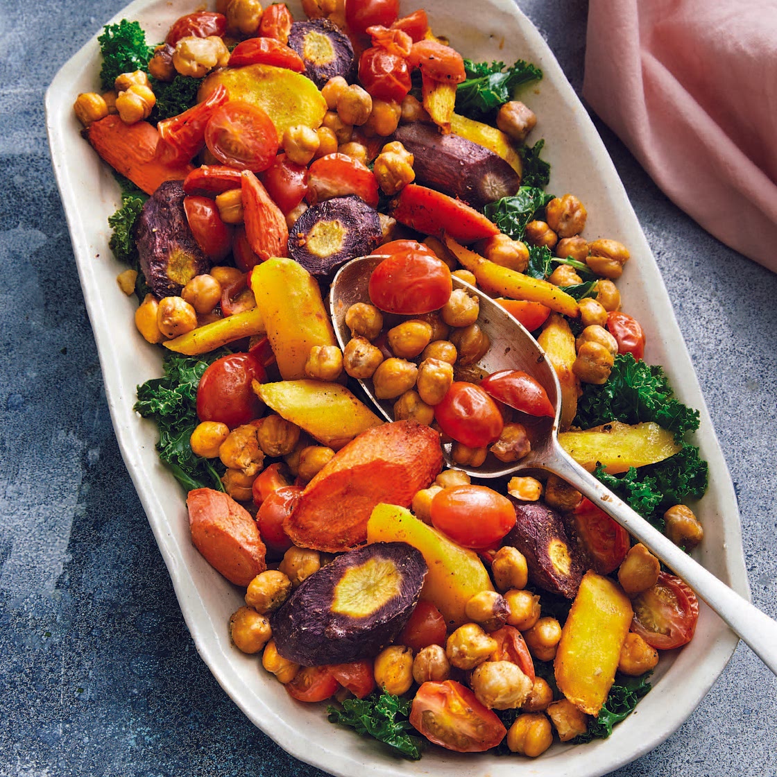 Cumin-Roasted Carrots with Chickpeas and Tomatoes