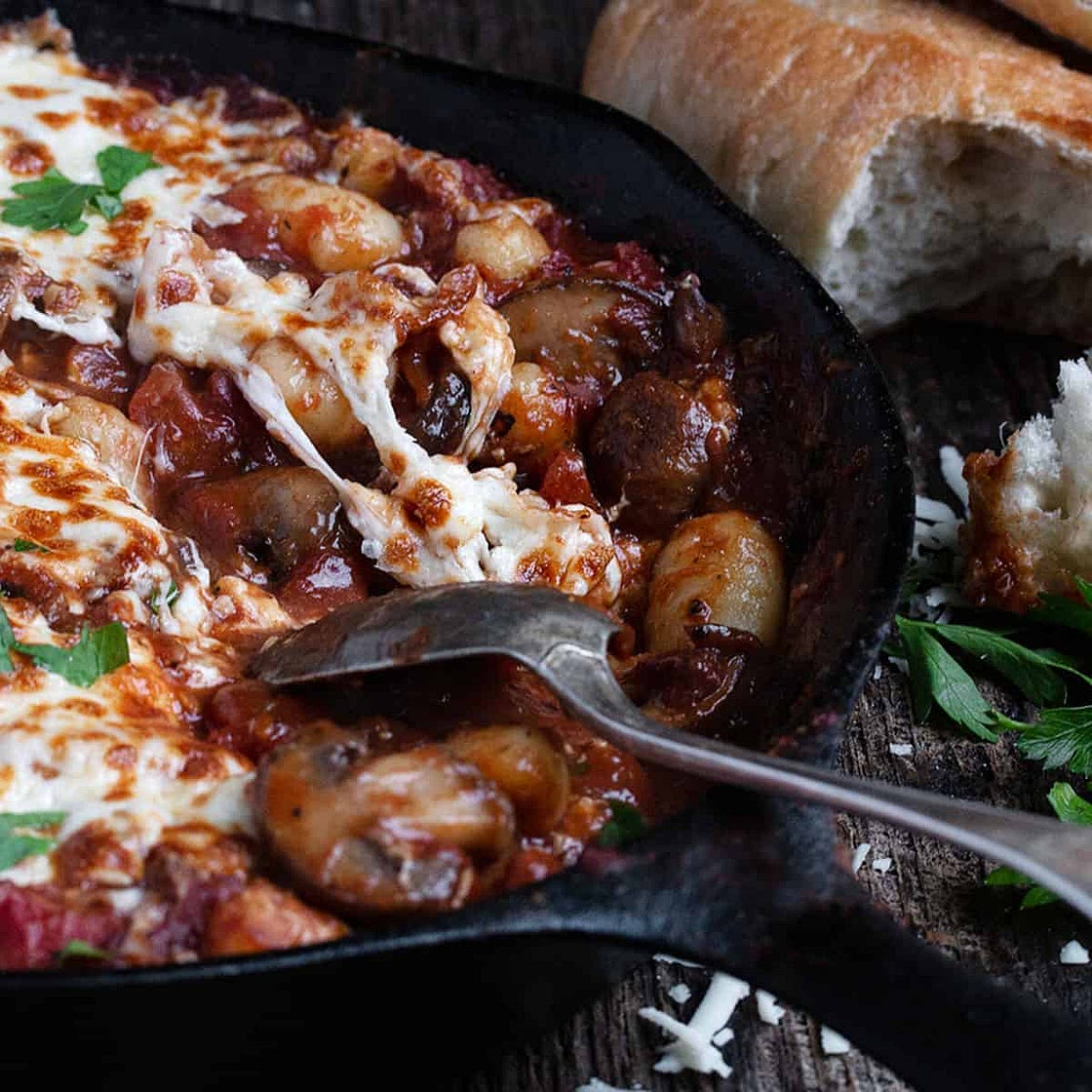 Easy Cheesy Mushroom Tomato Gnocchi