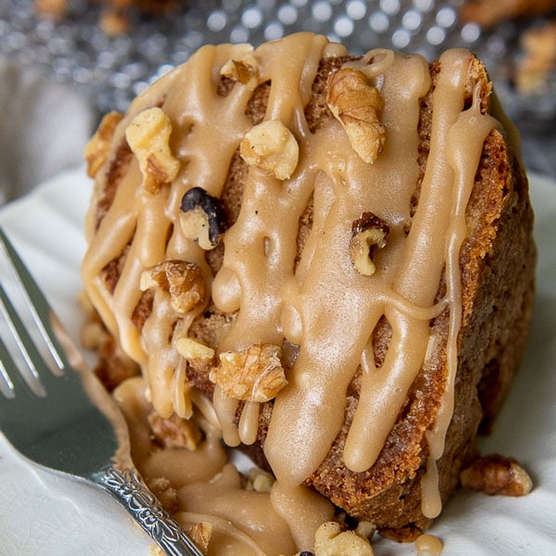 Fresh Apple Cake with Brown Sugar Praline Glaze