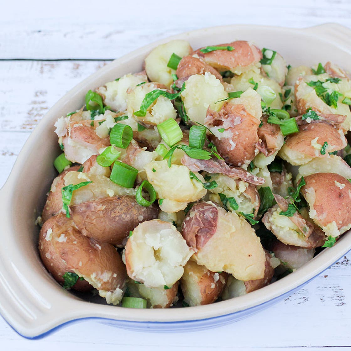Garlic and Kale Smashed Potatoes