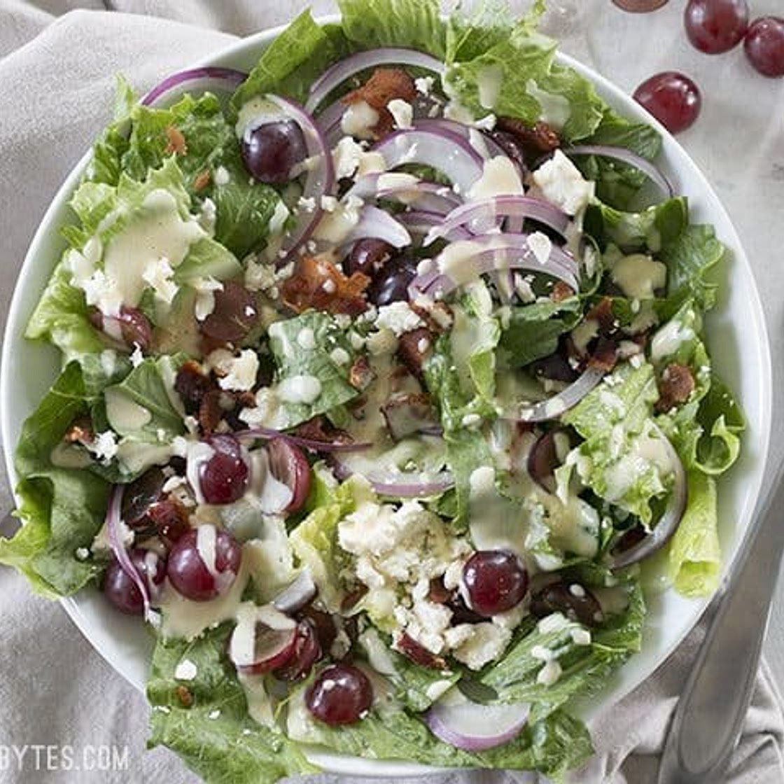 Grape Feta and Bacon Salad with Creamy Dijon Dressing