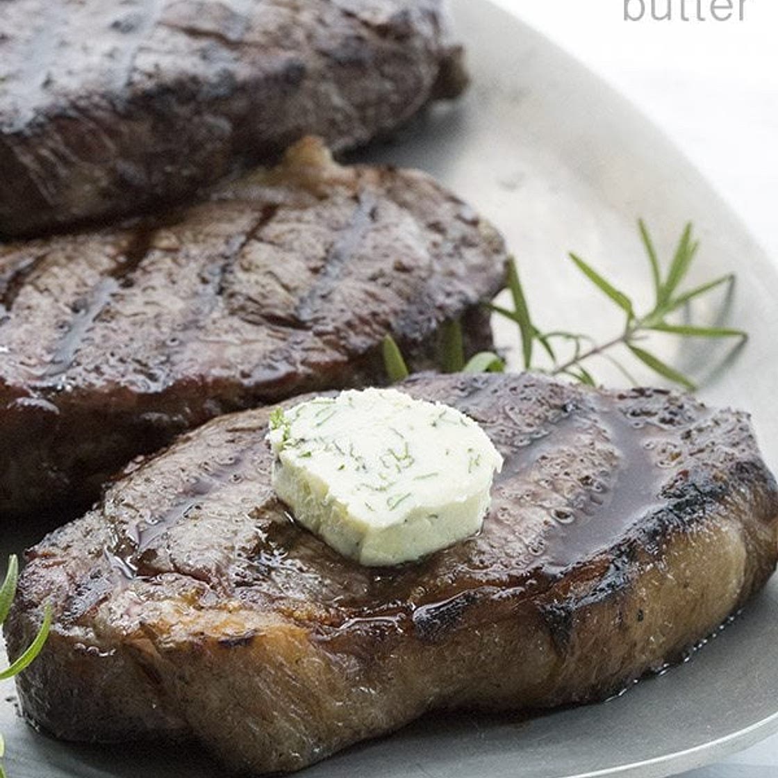 Grilled Steak with Rosemary Garlic Parmesan Butter