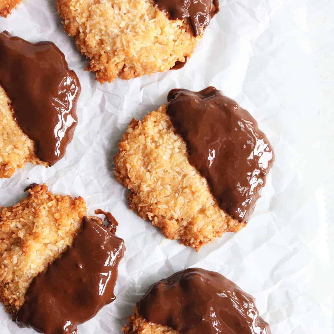 Chocolate Dipped Coconut Cookies