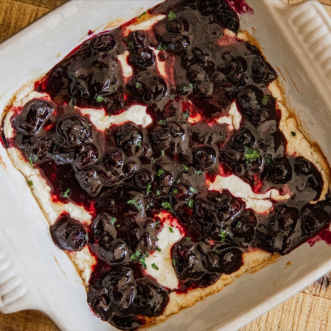 Blueberry Balsamic Smoked Goat Cheese Dip