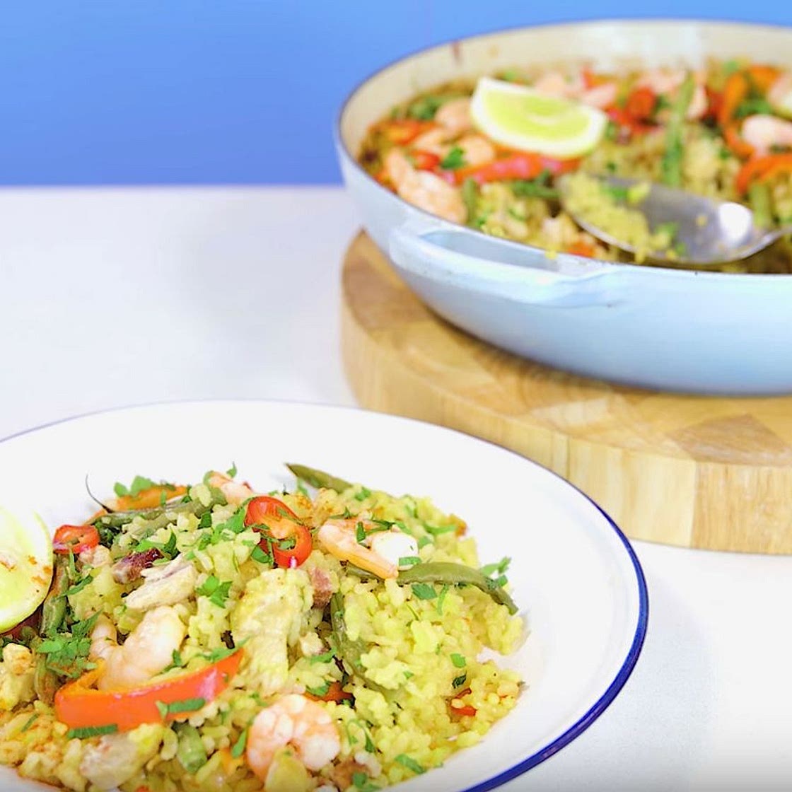 Chicken and prawn paella recipe