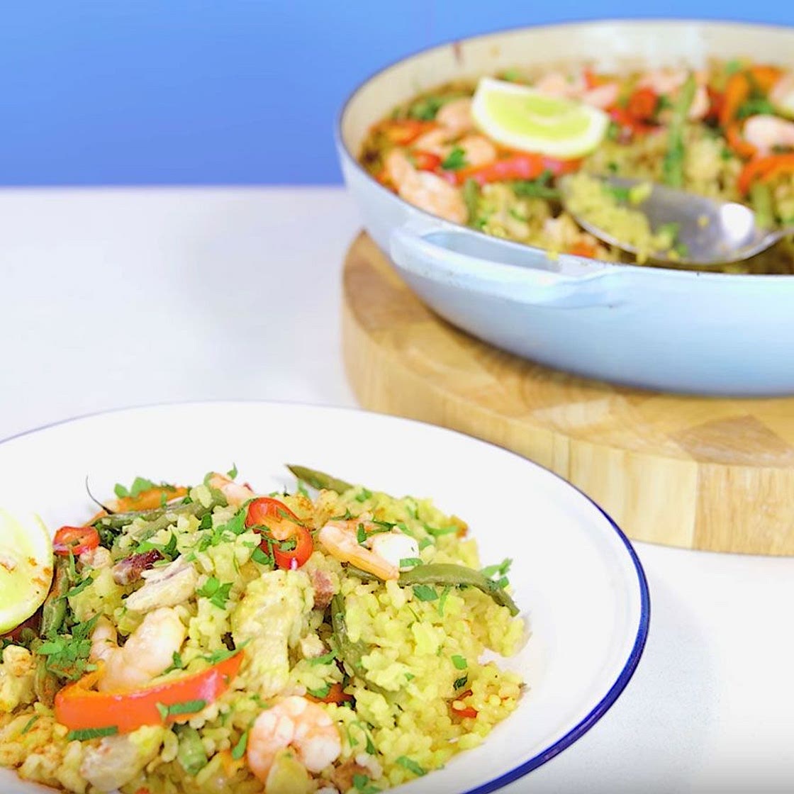 Chicken and prawn paella recipe