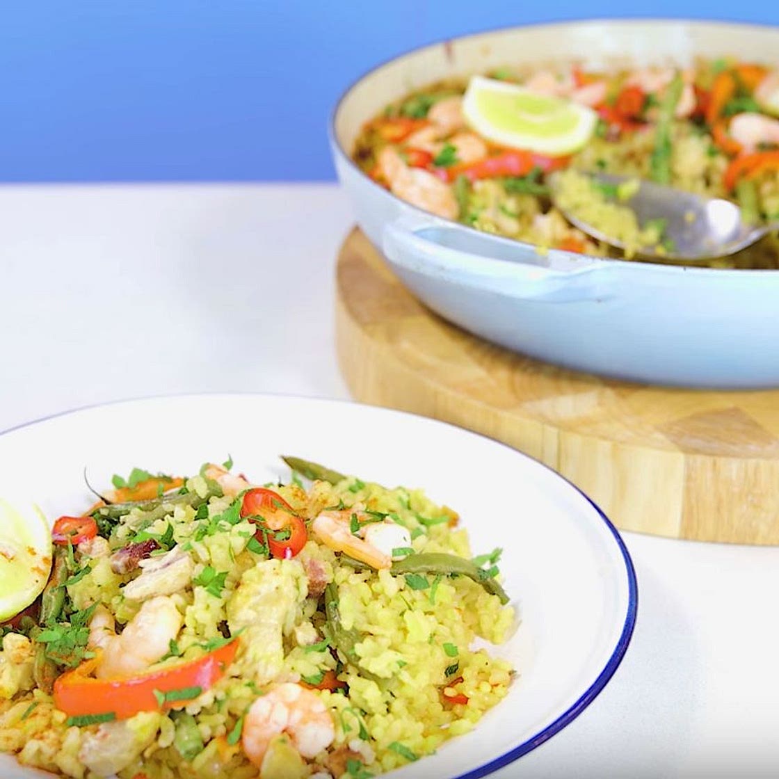 Chicken and prawn paella recipe