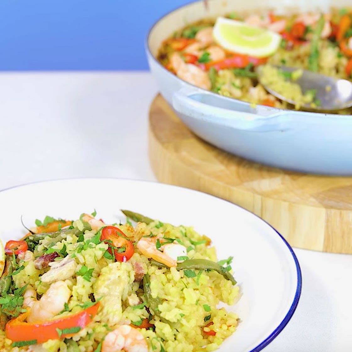 Chicken and prawn paella recipe