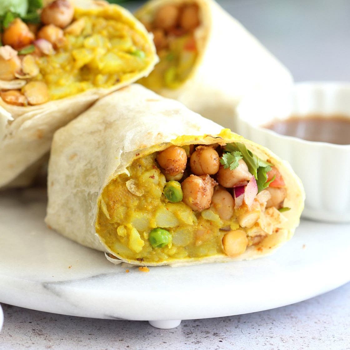 Samosa Wraps - Spiced Potato Chickpea Chutney Burrito