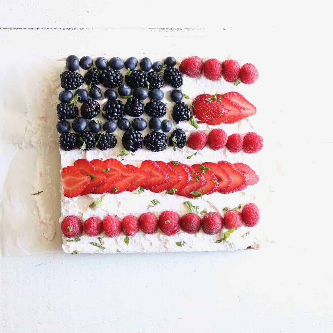 Red White + Blueberry Flag Fruit Tart