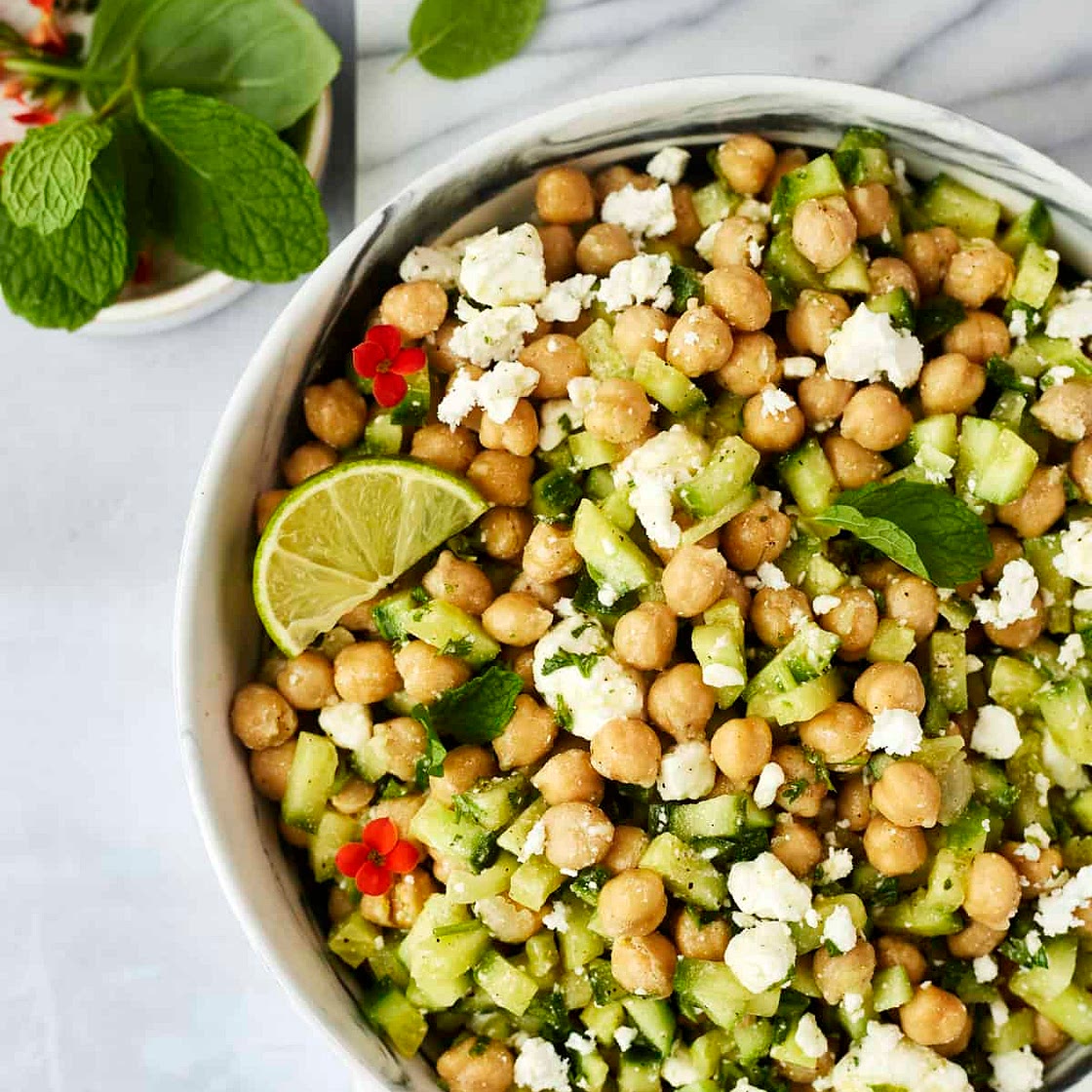 Chickpea Cucumber Feta Salad