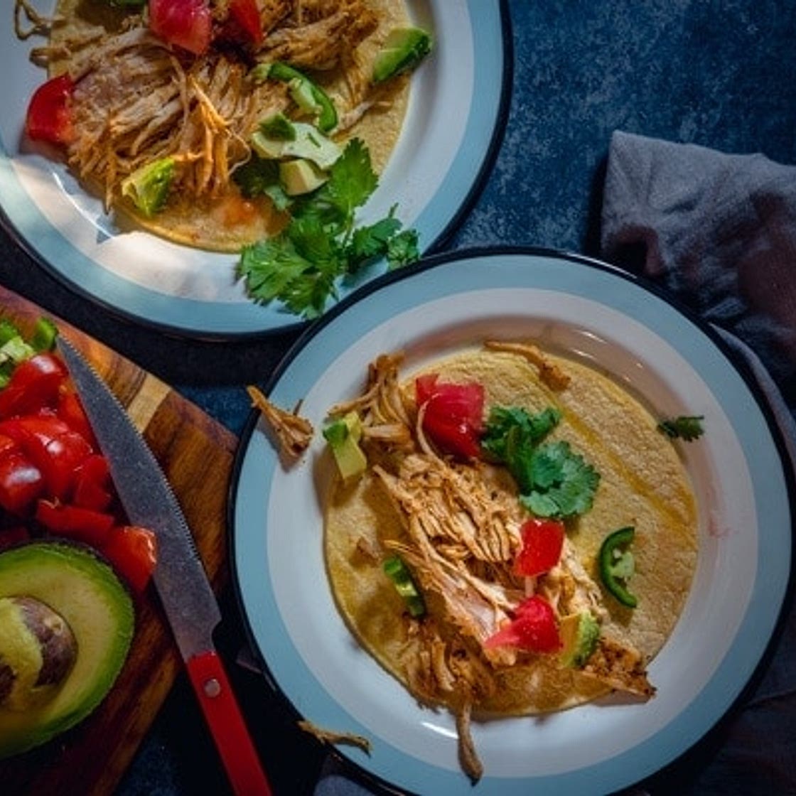 Tacos de pollos en la olla de presión