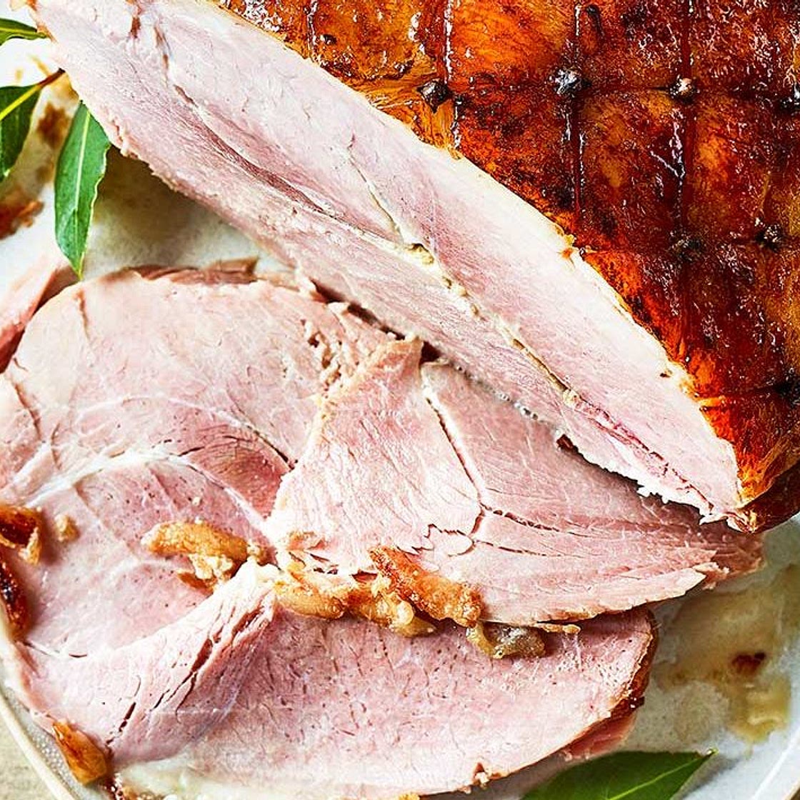 Slow-cooked cider, clove and honey-glazed ham