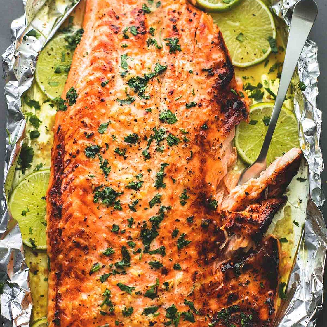 Baked Honey Cilantro Lime Salmon in Foil