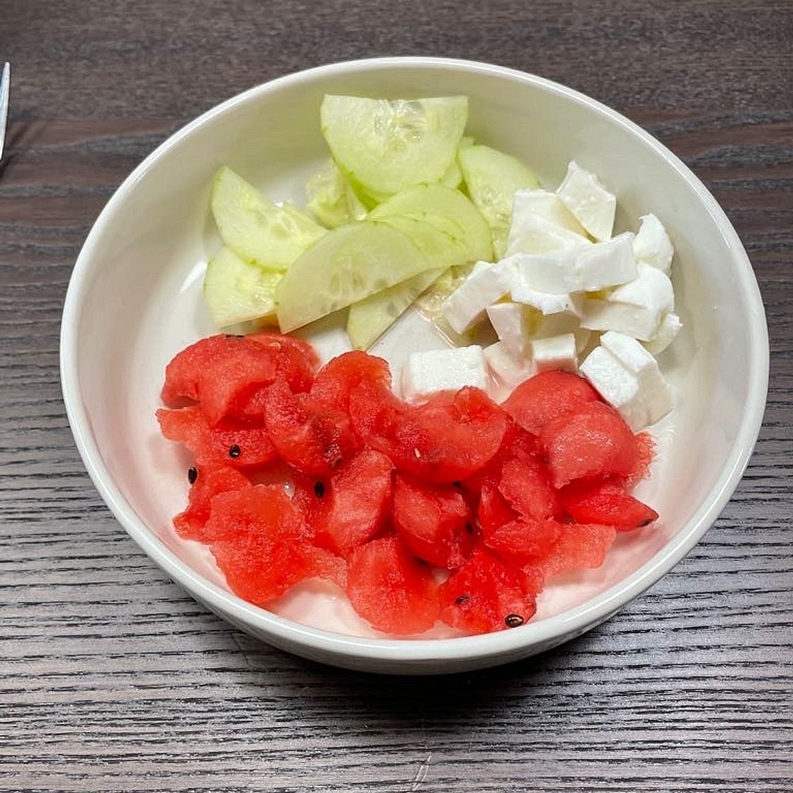 Salade pastèque, concombre, mozzarella