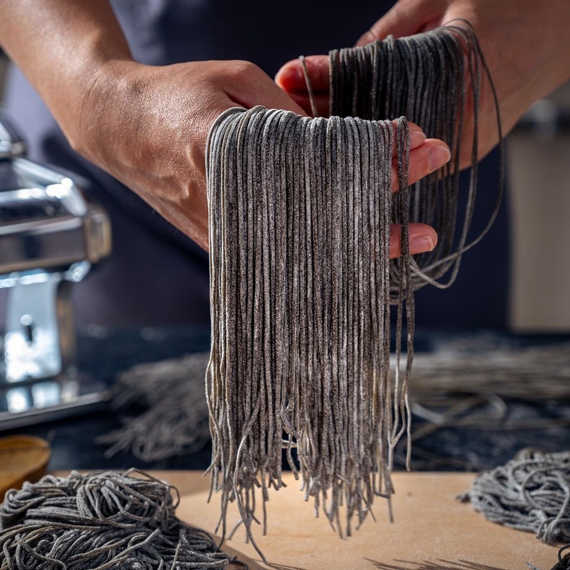 Homemade Black Squid Ink Pasta Dough