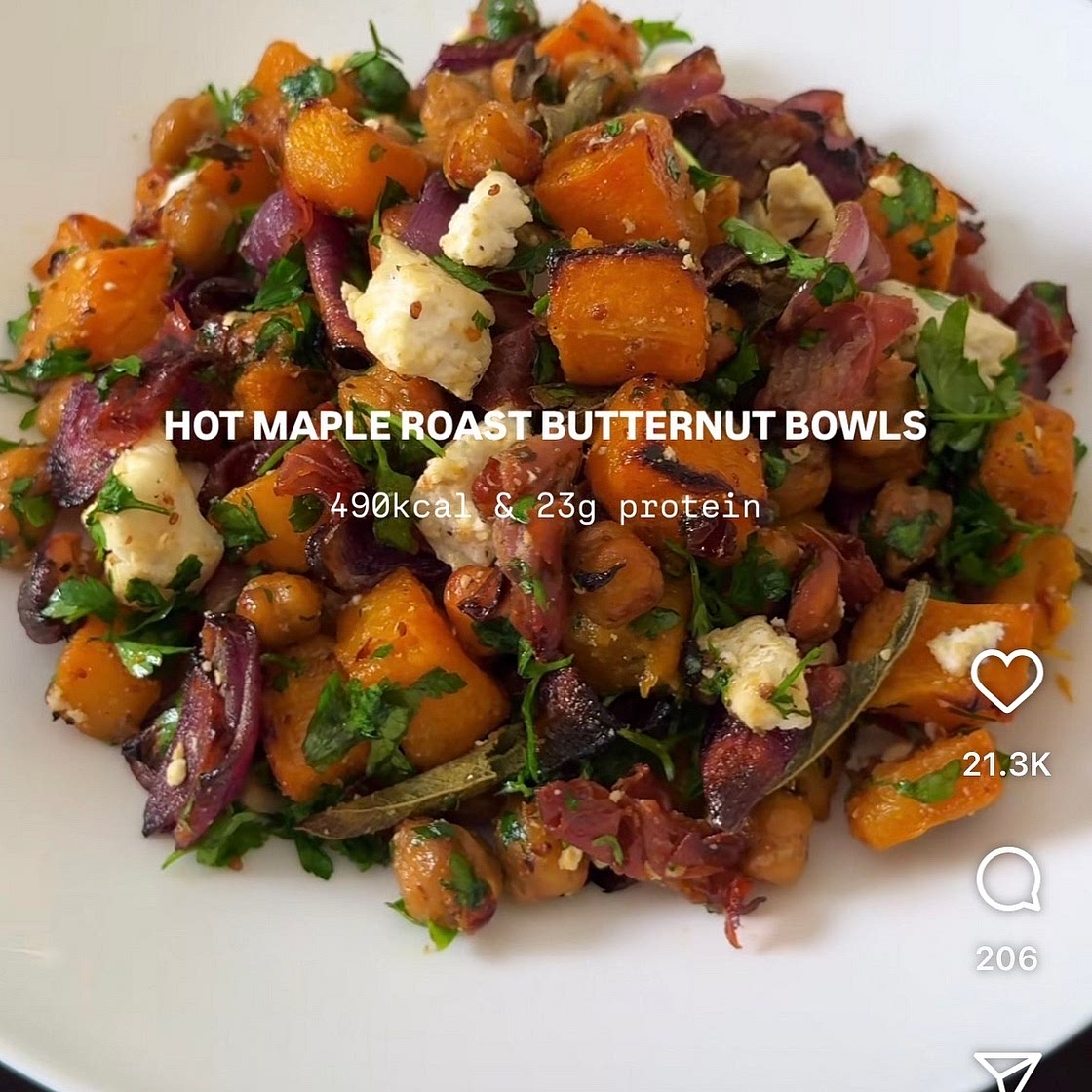 Hot maple butternut squash salad bowls
