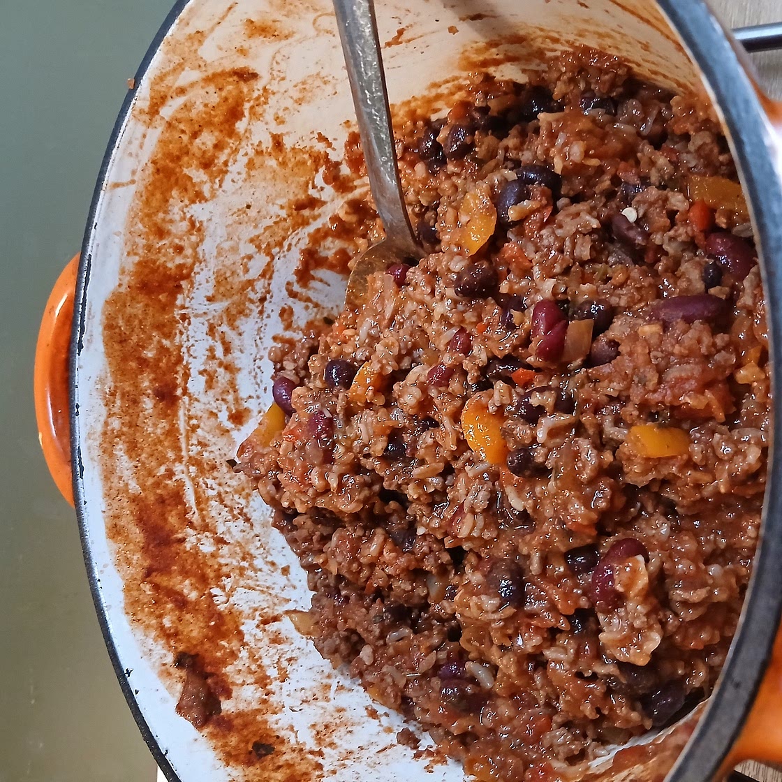Mexican inspired mince, beans and rice