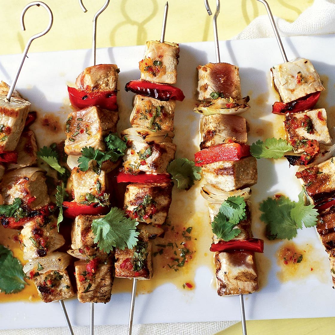 Grilled Tuna Kebabs with Ginger-Chile Marinade