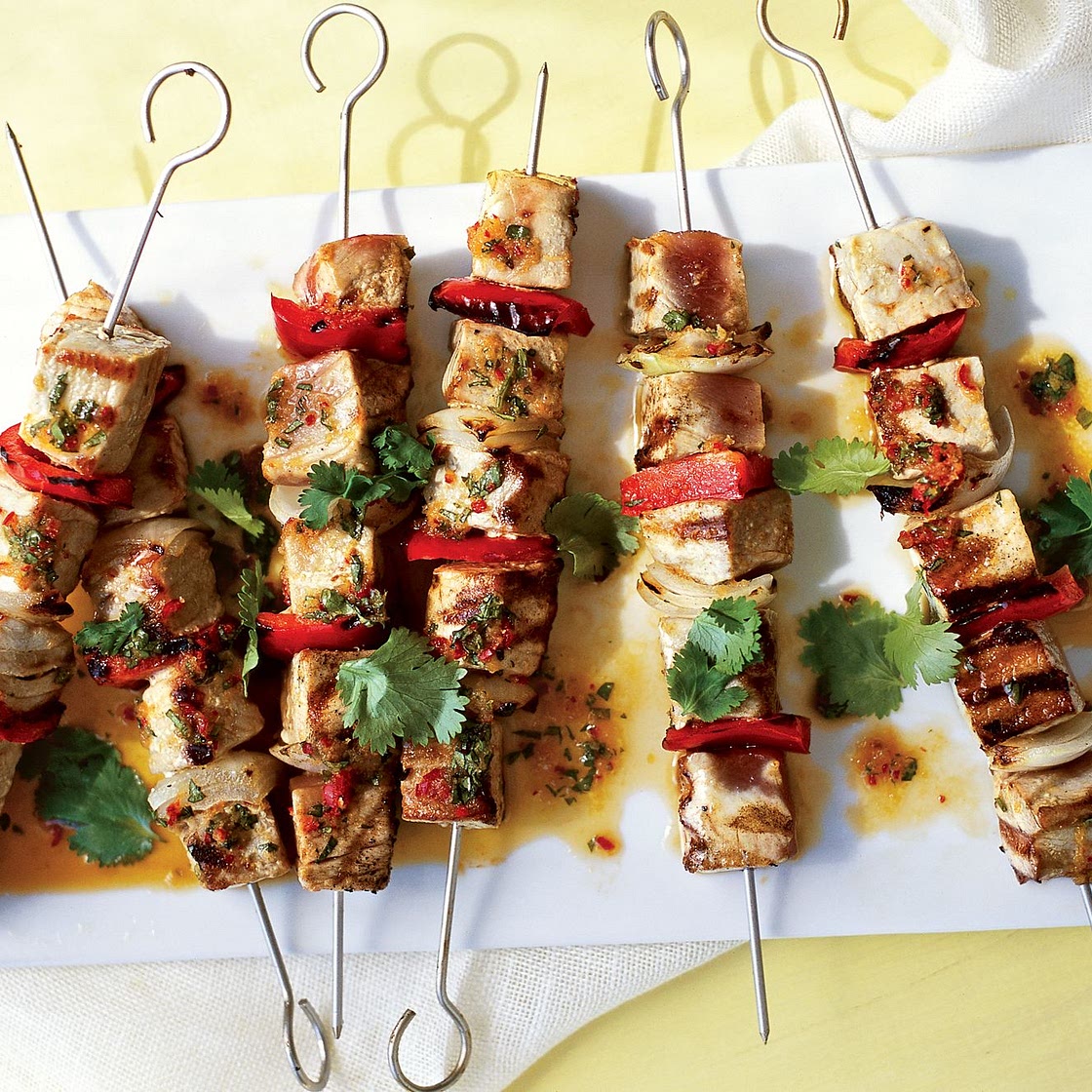 Grilled Tuna Kebabs with Ginger-Chile Marinade