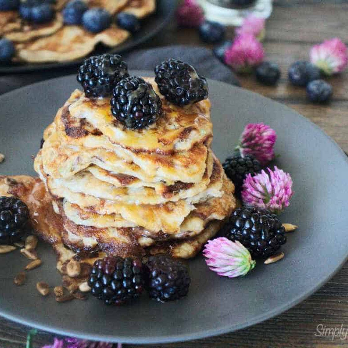 Healthy pancakes with red clover and banana