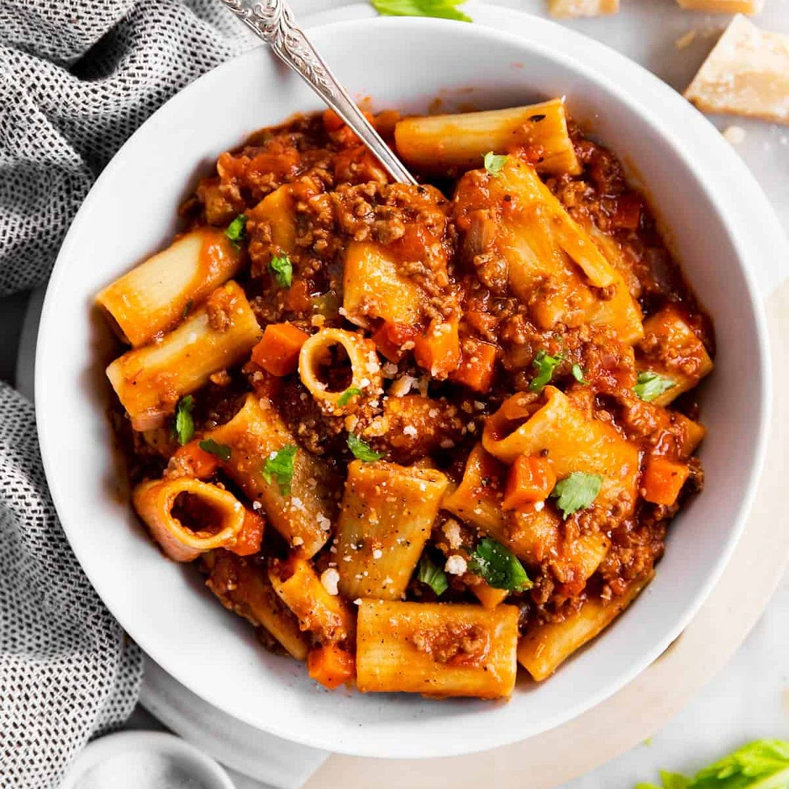 One Pot Rigatoni Bolognese